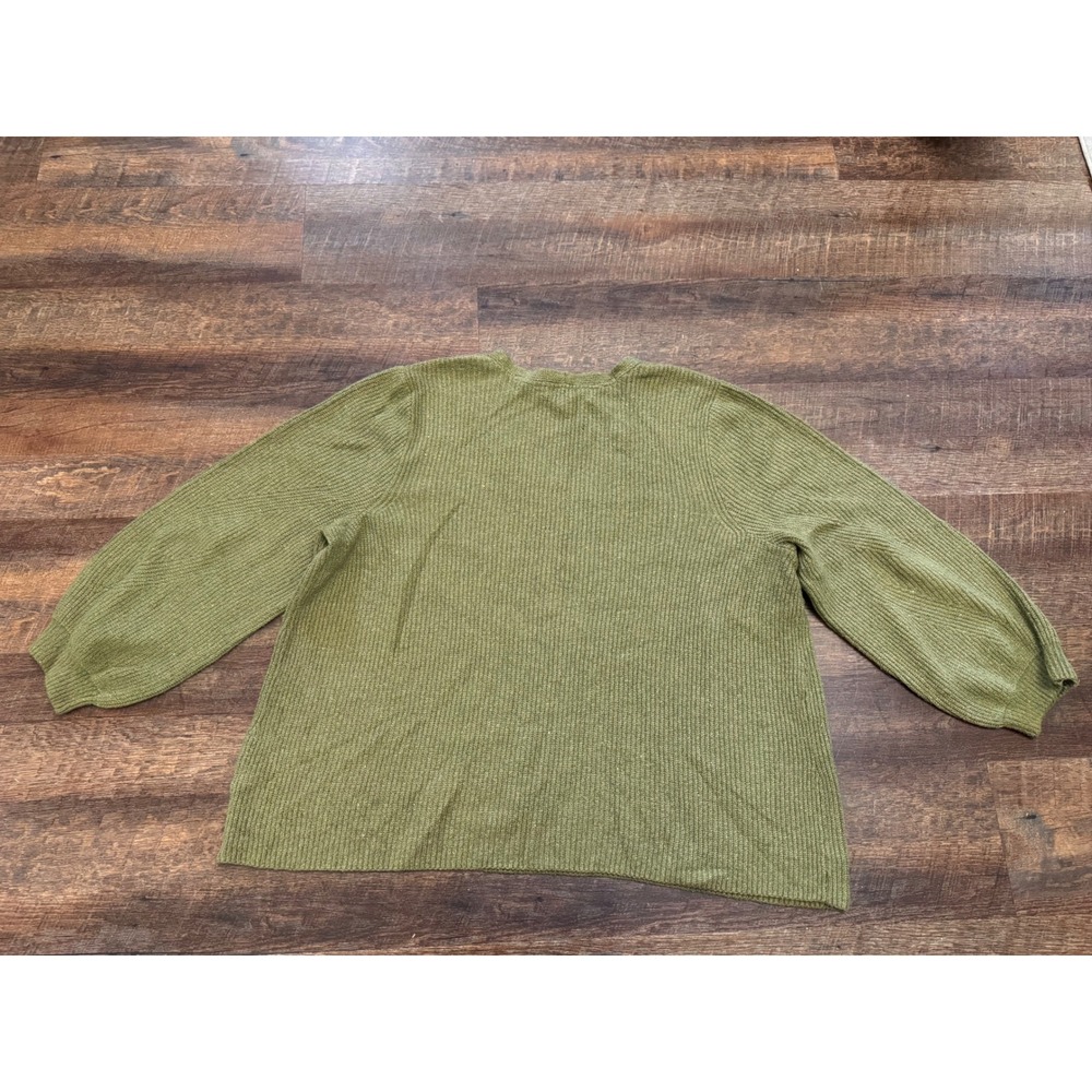 J. Jill Women's 3X Olive Green V-Neck Oversized Ribbed Knit Sweater - Picture 6 of 7
